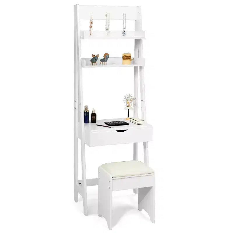 Costway make-upset, kaptafel met inklapbare spiegel, haken en planken
