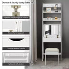 Costway make-upset, kaptafel met inklapbare spiegel, haken en planken