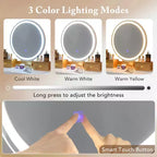Costway Vanity Makeup Dressing Table Stool Set 3-Color Lighted Mirror with Drawers Gray/White