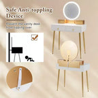 Costway Vanity Makeup Dressing Table Stool Set 3-Color Lighted Mirror with Drawers Gray/White