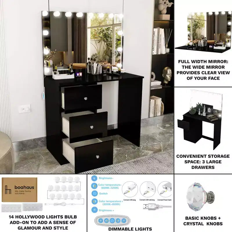 Toeletta da trucco illuminata Elvira - Boahaus