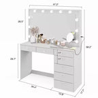 Nuit Lighted Makeup Vanity with Knobs - Boahaus