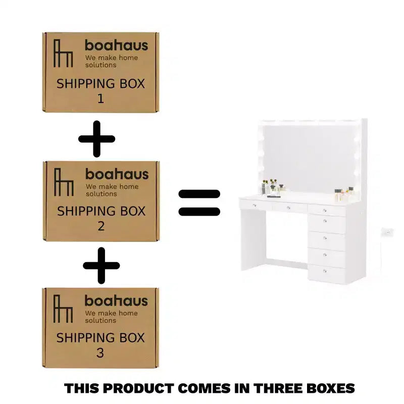 Nuit Lighted Makeup Vanity with Knobs - Boahaus