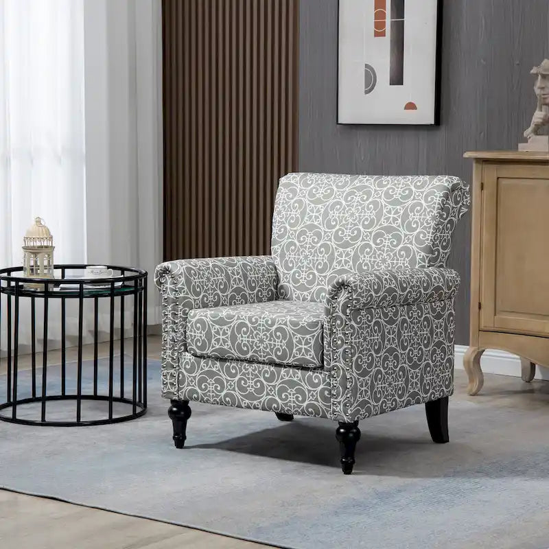 Poltrona da accento rivestita in stile moderno di metà secolo - 30.70 x 29.92 x 34.05
