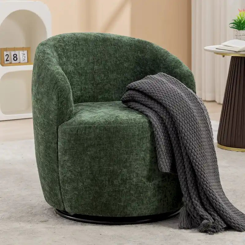 Accentkuipstoel met chenillebekleding en draaifunctie - 25.60 x 25.60 x 27.56