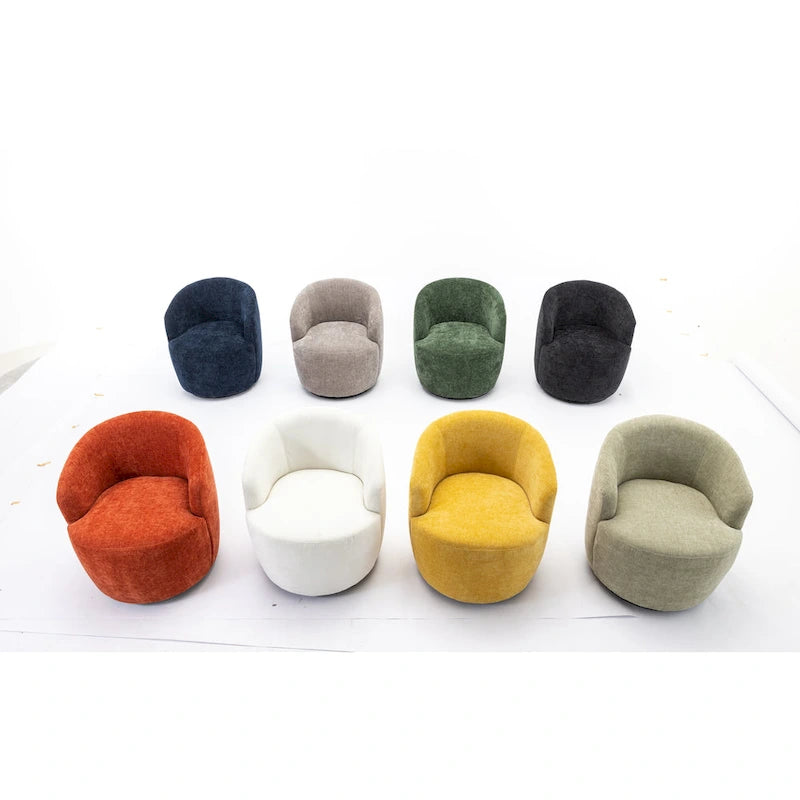 Chenille Fabric Swivel Accent Barrel Chair - 25.60 x 25.60 x 27.56