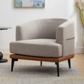 Fauteuil baquet moderne en tissu bicolore, fauteuil rembourré à accoudoirs arrondis pour le salon, la chambre ou la salle de lecture, orange brûlé