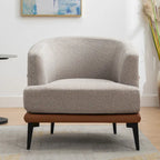 Fauteuil baquet moderne en tissu bicolore, fauteuil rembourré à accoudoirs arrondis pour le salon, la chambre ou la salle de lecture, orange brûlé