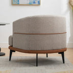 Fauteuil baquet moderne en tissu bicolore, fauteuil rembourré à accoudoirs arrondis pour le salon, la chambre ou la salle de lecture, orange brûlé