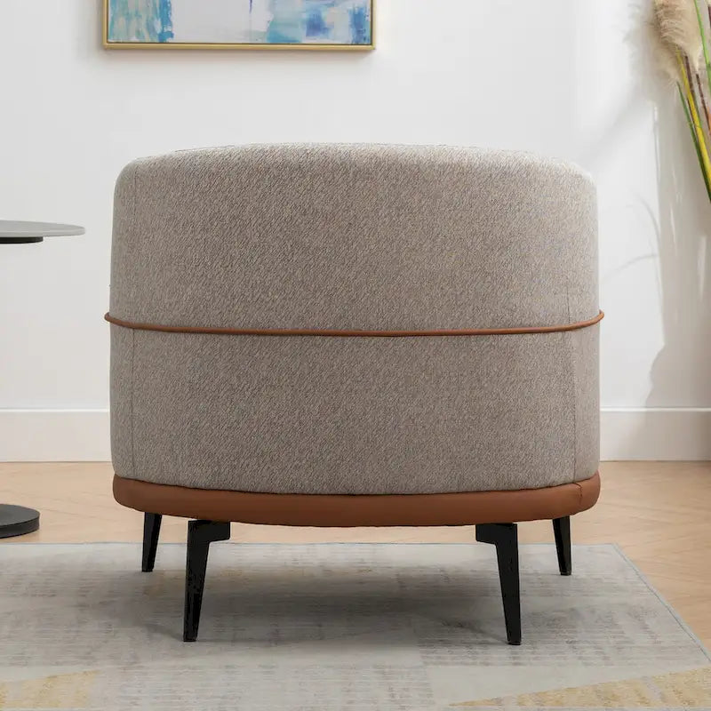 Fauteuil baquet moderne en tissu bicolore, fauteuil rembourré à accoudoirs arrondis pour le salon, la chambre ou la salle de lecture, orange brûlé