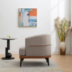 Fauteuil baquet moderne en tissu bicolore, fauteuil rembourré à accoudoirs arrondis pour le salon, la chambre ou la salle de lecture, orange brûlé