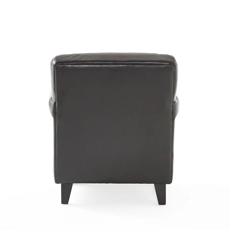 Veronica Tufted Brown Leather Club Chair by Christopher Knight Home