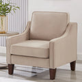 Modern Velvet Upholstered Armchair with Wooden Legs