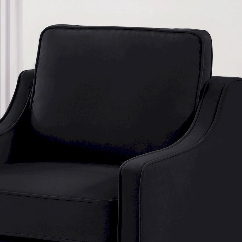 Sillón auxiliar moderno tapizado en terciopelo con patas de madera