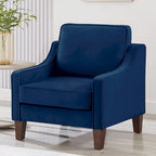 Modern Velvet Upholstered Armchair with Wooden Legs