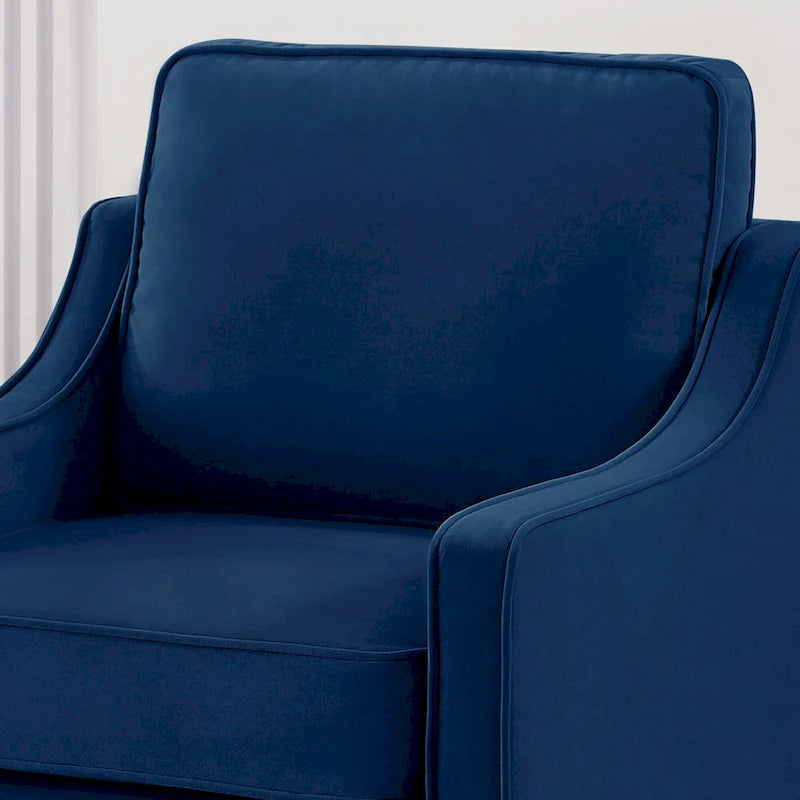 Modern Velvet Upholstered Armchair with Wooden Legs