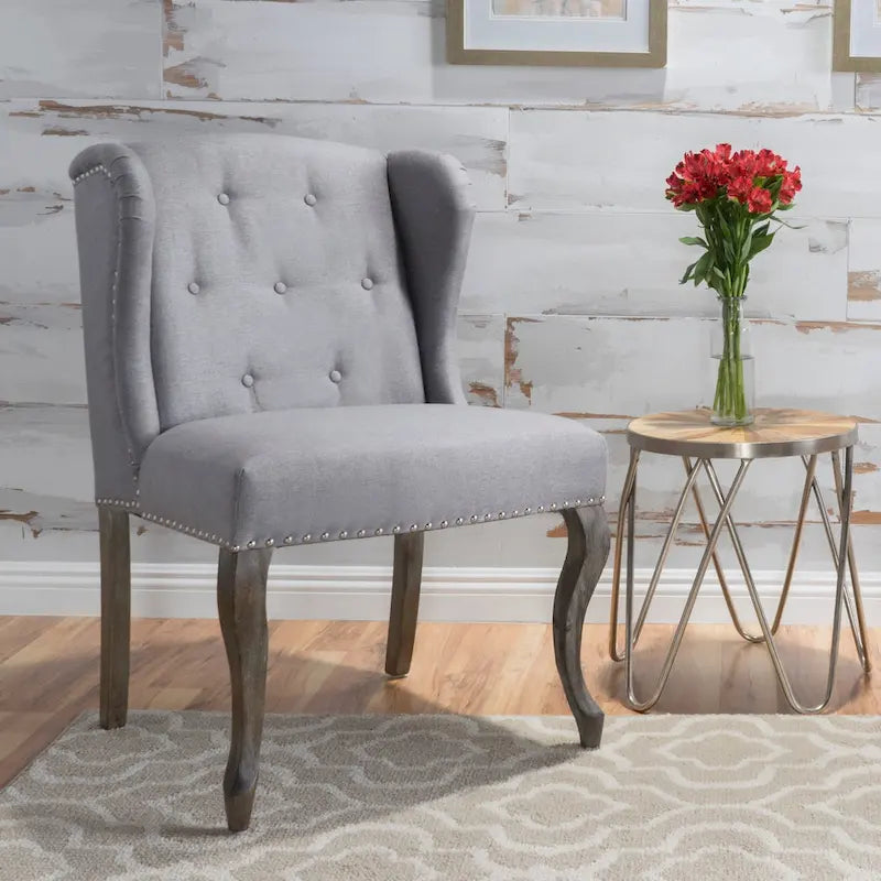 Niclas Wing Back Studded Fabric Accent Chair by Christopher Knight Home