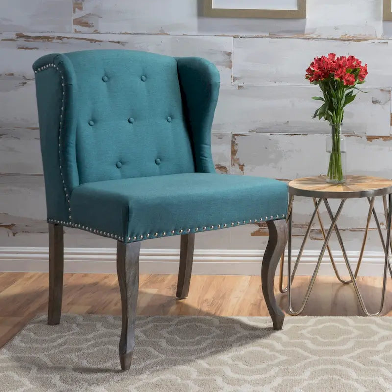 Niclas Wing Back Studded Fabric Accent Chair by Christopher Knight Home