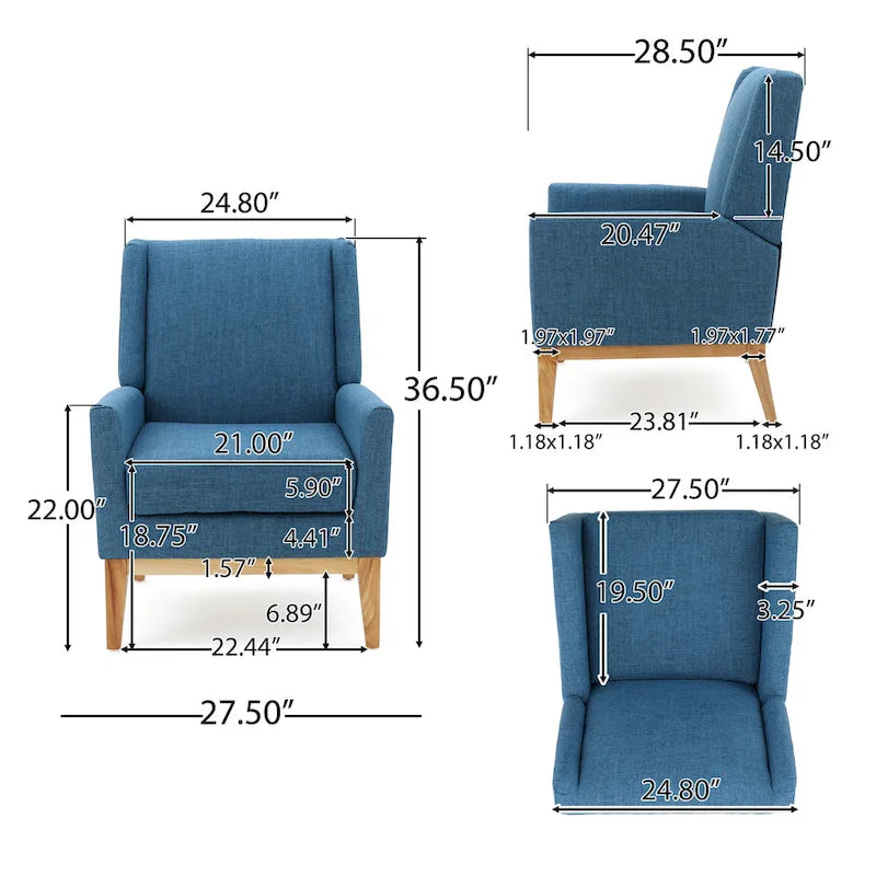 Aurla Mid-century Upholstered Accent Chair by Christopher Knight Home - 27.50 L x 28.50 W x 36.50 H