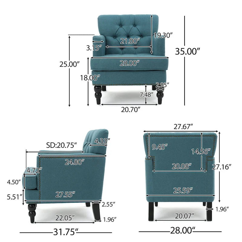 Malone Tufted Back Fabric Club Chair by Christopher Knight Home - 28.00 L x 29.50 W x 33.50 H