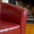 Poltrona club a pozzetto in pelle rigenerata rosso bordeaux di Christopher Knight Home