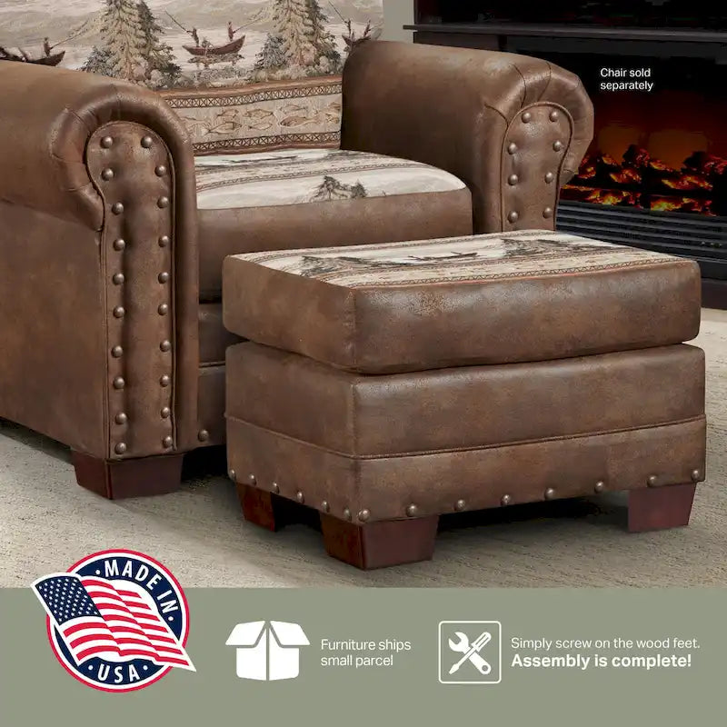 American Furniture Classics Model 8501-00-60 Alpine Lodge karosszék hozzá illő zsámollyal