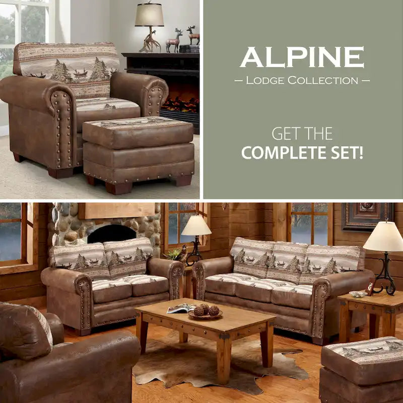 American Furniture Classics Model 8501-00-60 Alpine Lodge karosszék hozzá illő zsámollyal