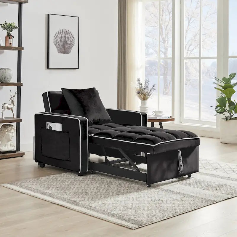 Sillón cama plegable tres en uno con respaldo ajustable - 33.85 x 35.43 x 31.10