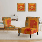 Designart Moroccan Orange Tiles Collage II Upholstered Bohemian Chic Accent Chair - Arm Chair