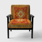 Designart Moroccan Orange Tiles Collage II Upholstered Bohemian Chic Accent Chair - Arm Chair