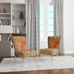 Designart Moroccan Orange Tiles Collage II Upholstered Bohemian Chic Accent Chair - Arm Chair
