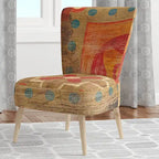 Designart Moroccan Orange Tiles Collage II Upholstered Bohemian Chic Accent Chair - Arm Chair
