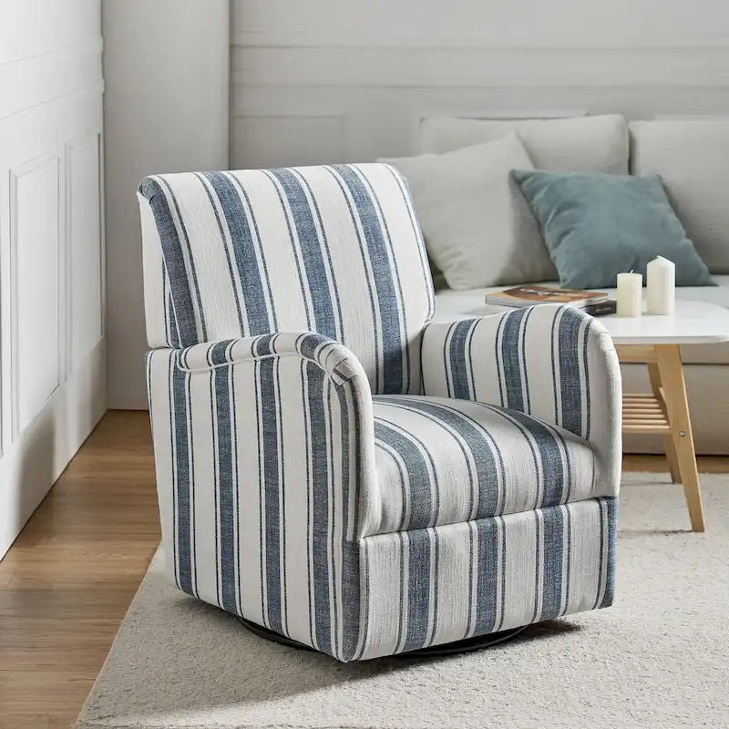 Sillón giratorio tradicional Pancy con estampado de rayas jacobinas de HOLALA HOME