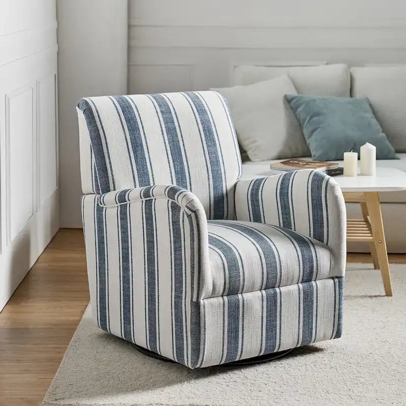 Traditionele draaifauteuil Pancy met Jacobean-streeppatroon van HOLALA HOME