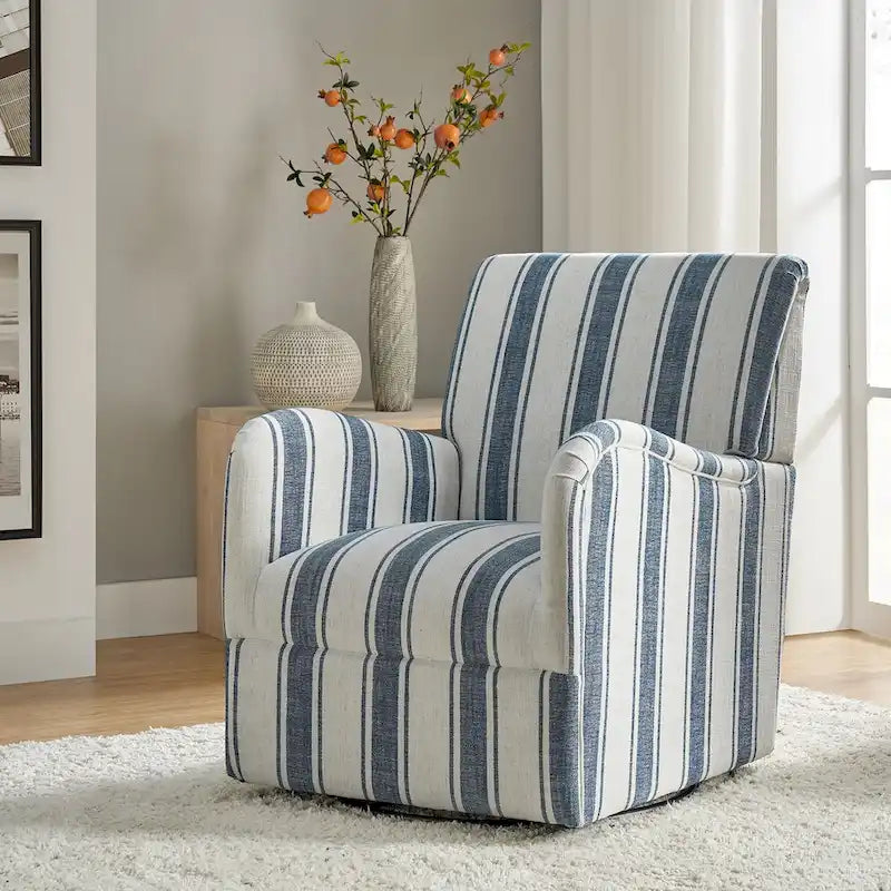 Traditionele draaifauteuil Pancy met Jacobean-streeppatroon van HOLALA HOME