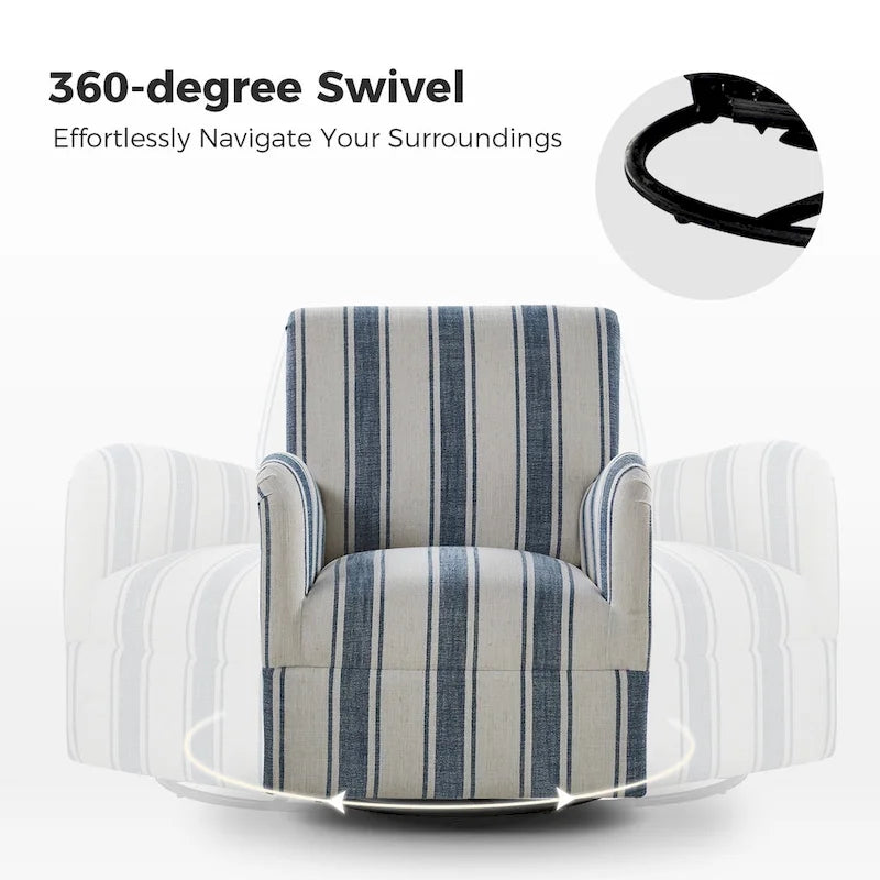 Traditionele draaifauteuil Pancy met Jacobean-streeppatroon van HOLALA HOME