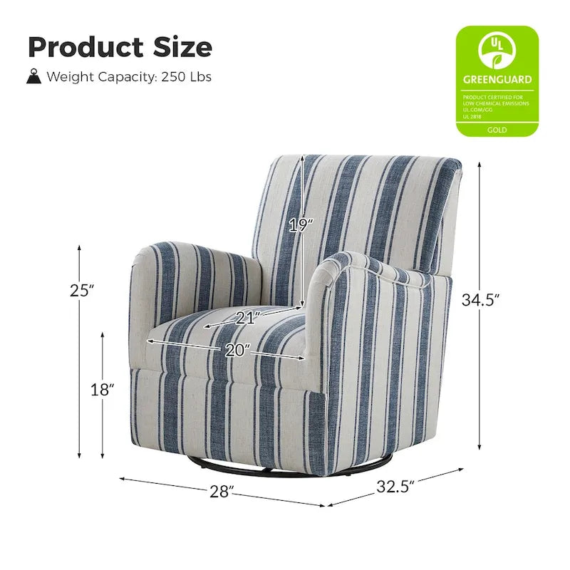 Traditionele draaifauteuil Pancy met Jacobean-streeppatroon van HOLALA HOME