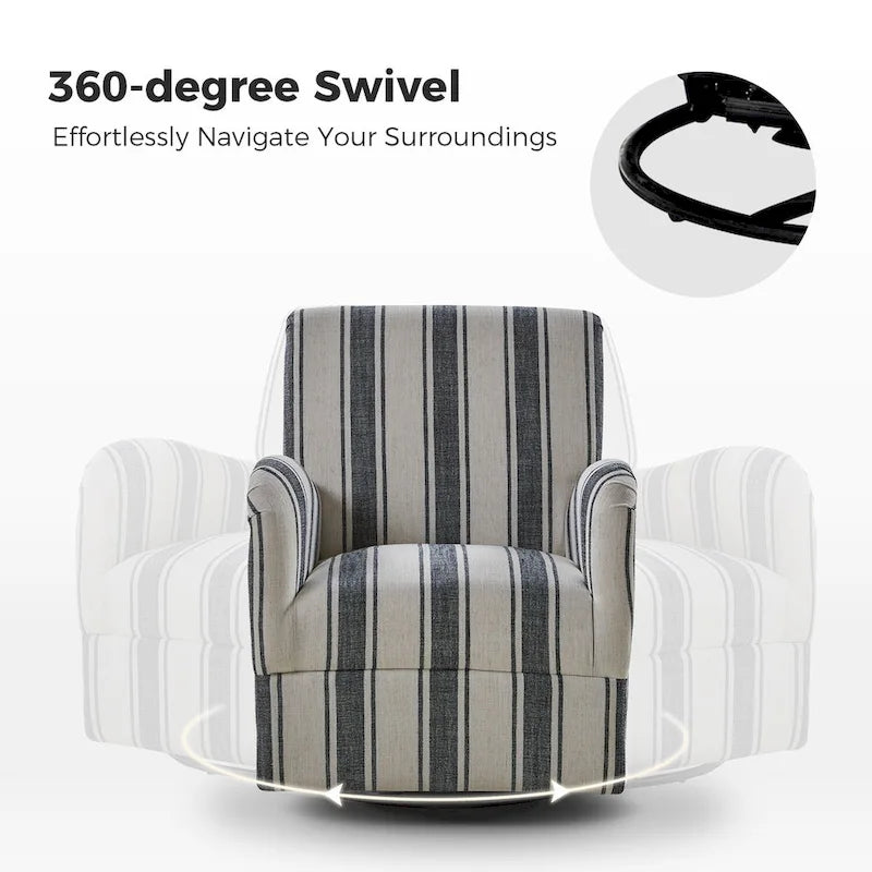 Traditionele draaifauteuil Pancy met Jacobean-streeppatroon van HOLALA HOME