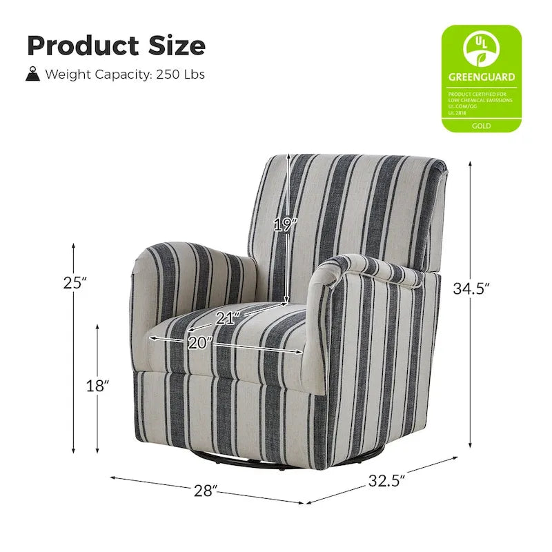 Traditionele draaifauteuil Pancy met Jacobean-streeppatroon van HOLALA HOME