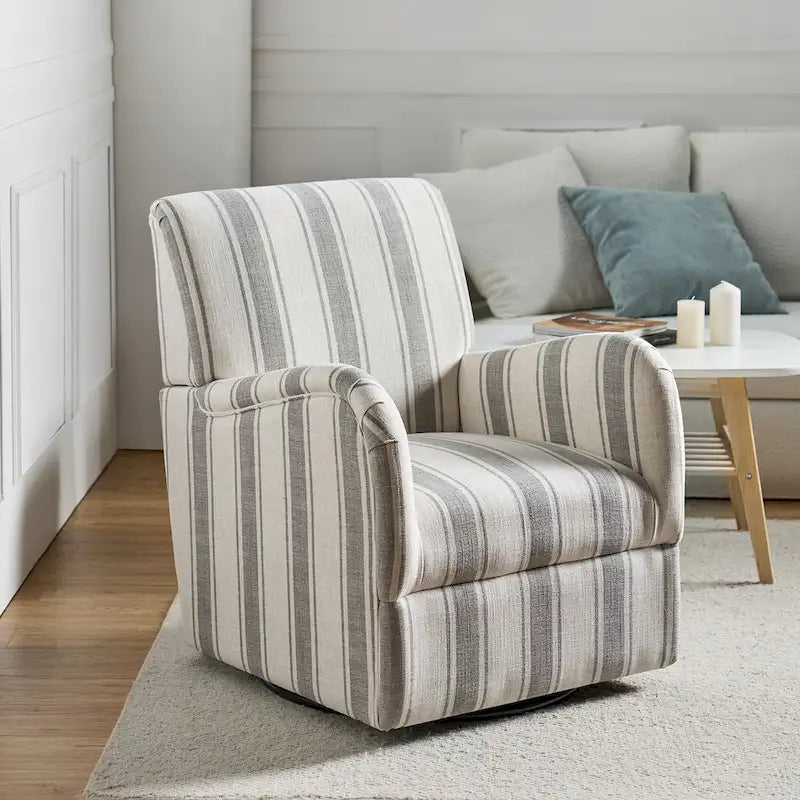 Traditionele draaifauteuil Pancy met Jacobean-streeppatroon van HOLALA HOME