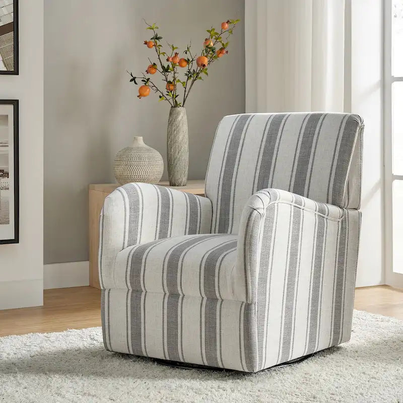 Traditionele draaifauteuil Pancy met Jacobean-streeppatroon van HOLALA HOME
