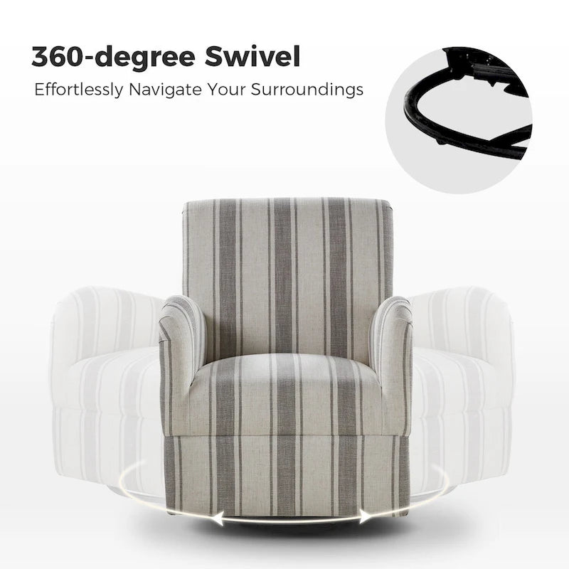 Traditionele draaifauteuil Pancy met Jacobean-streeppatroon van HOLALA HOME