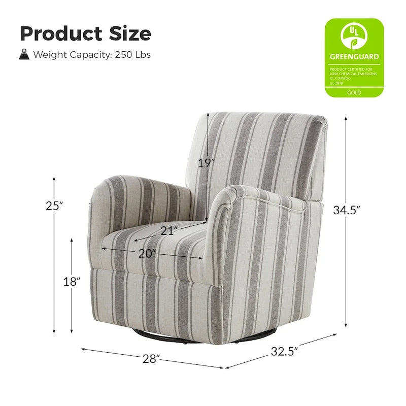 Traditionele draaifauteuil Pancy met Jacobean-streeppatroon van HOLALA HOME