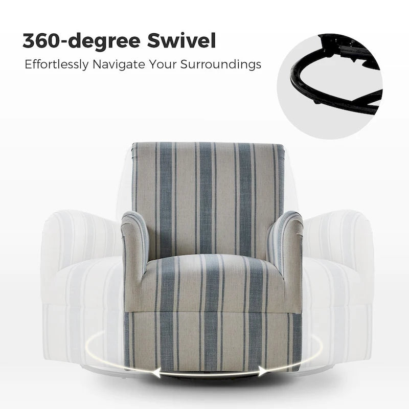 Traditionele draaifauteuil Pancy met Jacobean-streeppatroon van HOLALA HOME