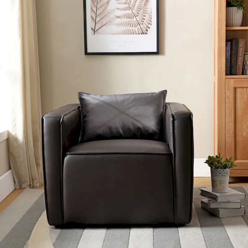 Jier moderner gepolsterter Akzentsessel aus atmungsaktivem Vinyl von Furniture of America
