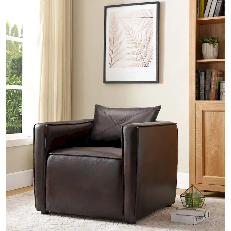 Jier moderner gepolsterter Akzentsessel aus atmungsaktivem Vinyl von Furniture of America
