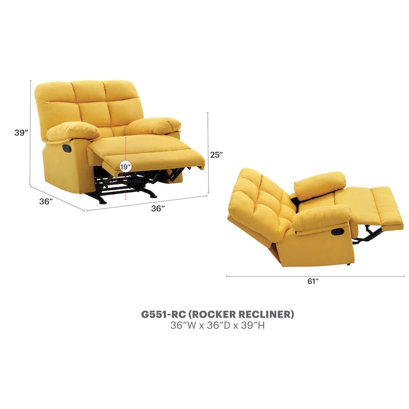 Cindy Relaxsessel mit Stoffbezug – 37L x 39W x 38H