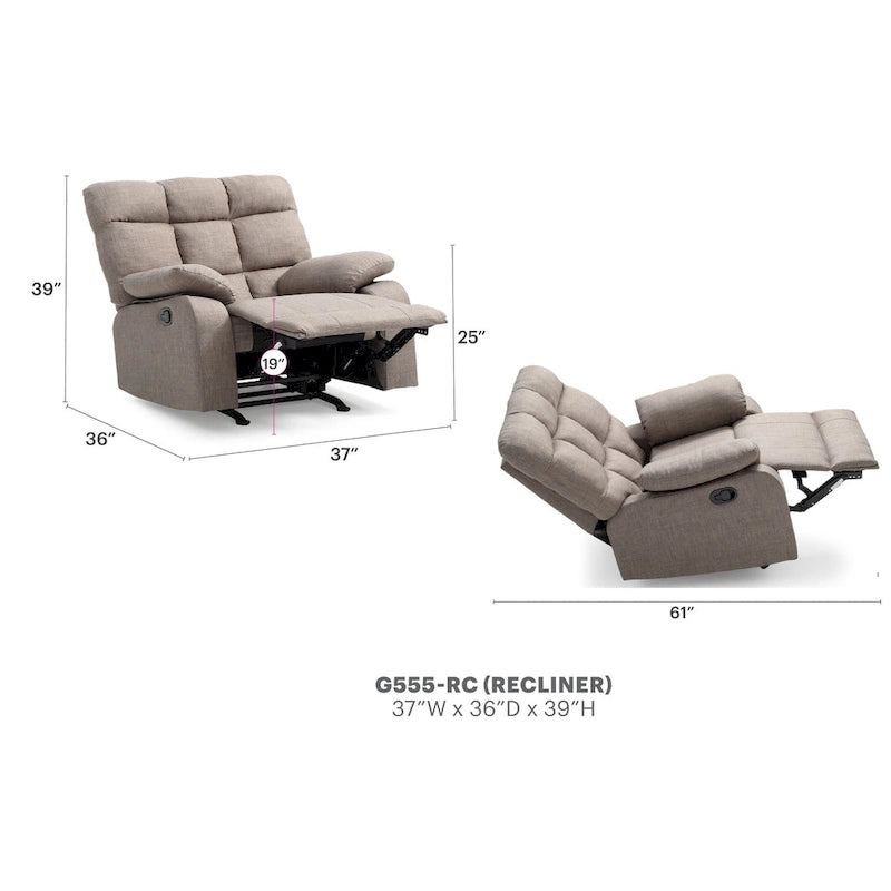 Cindy Relaxsessel mit Stoffbezug – 37L x 39W x 38H