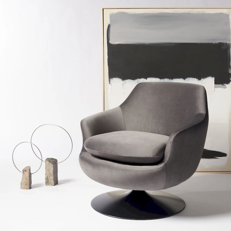 SAFAVIEH Couture Citine Velvet Swivel Accent Chair - 31.1 W x 32.3 L x 29.5 H - 31.1 W x 32.3 L x 29.5 H