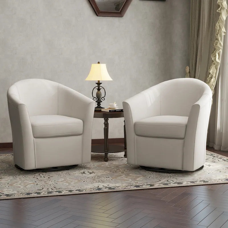 Silla decorativa giratoria con base de metal - 30.7W x 29.9H x 27.5D